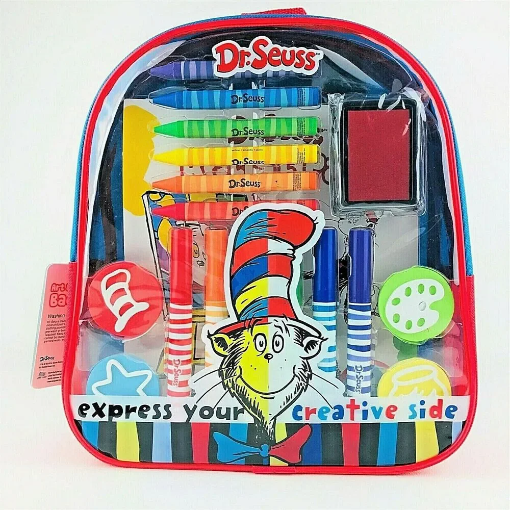 Dr. Seuss Art & Activity Reusable Backpack Markers, Crayons, Stamps Toddler Toy
